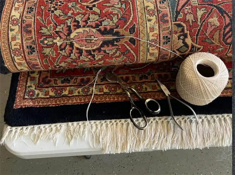 Rug before fringe replacement